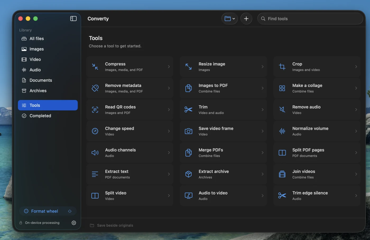 Converty’s native Mac workspace for converting and editing files.